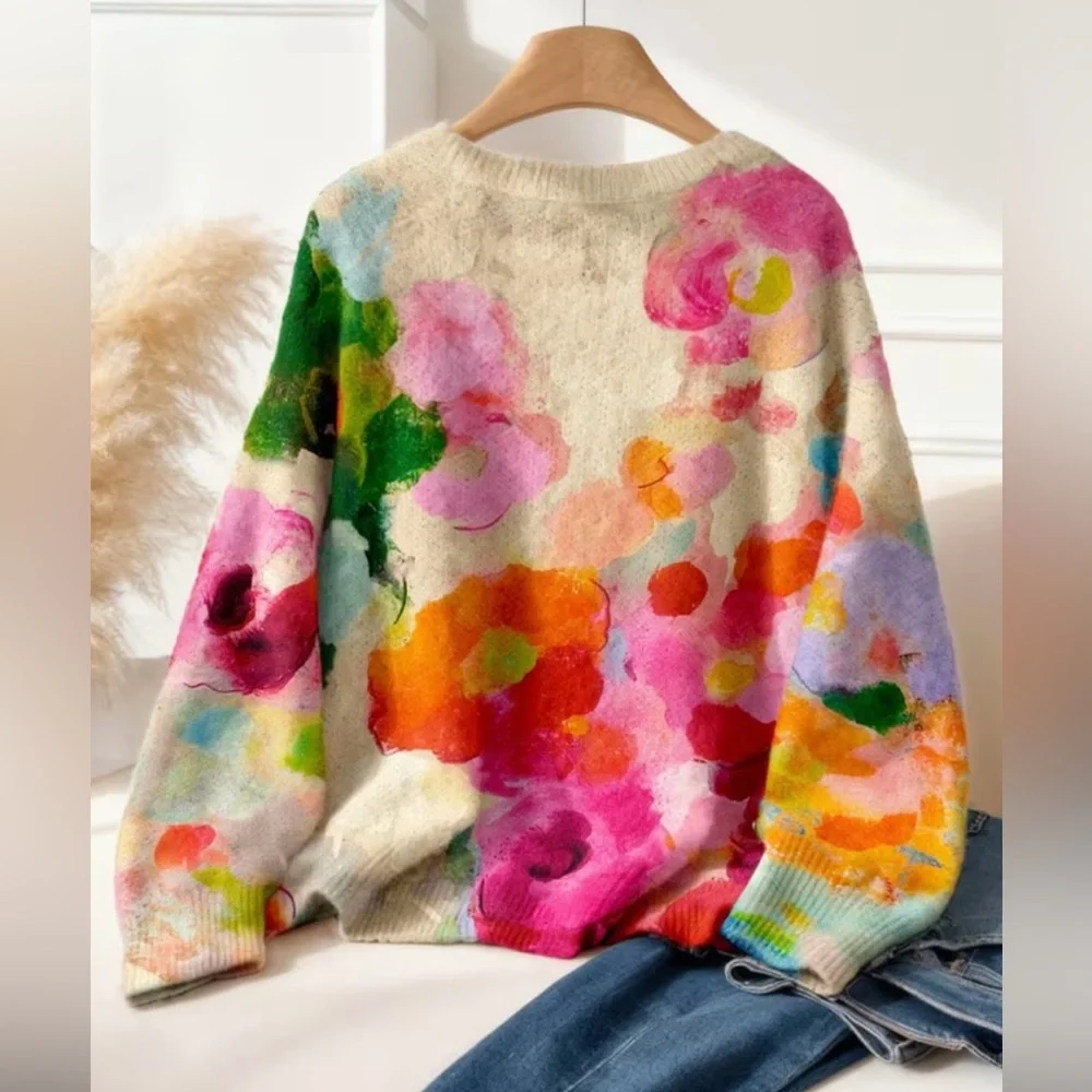 BEST SELLER! LIMITED QUANTITIES! Watercolor Floral Sweater